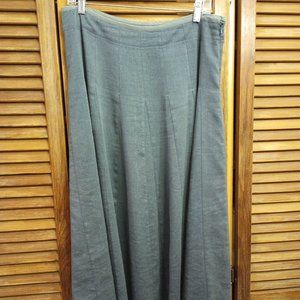 High quality gray blue linen/wool flared midi skirt, size XL